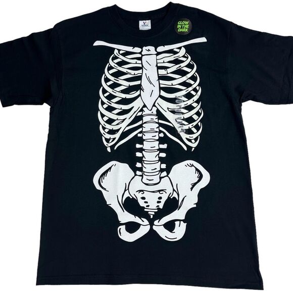 Skeleton Rib Cage Cotton T-Shirt Unisex Large Black Short Sleeves Crew Neck NWOT - Picture 1 of 12